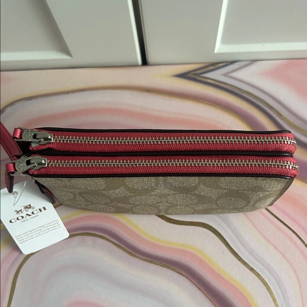 Coach Beige and Pink Wristlet Clutch - Picture 5 of 7